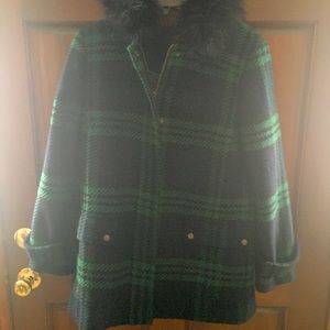 Talbots Blackwitch Plaid Italian Wool Coat NWOT 8